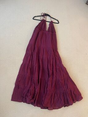 Women's Maxi Halter Dress in Deep Plum